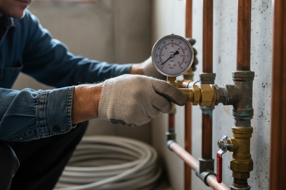 Pressure testing a repaired line during Water Line Repair in Waycross